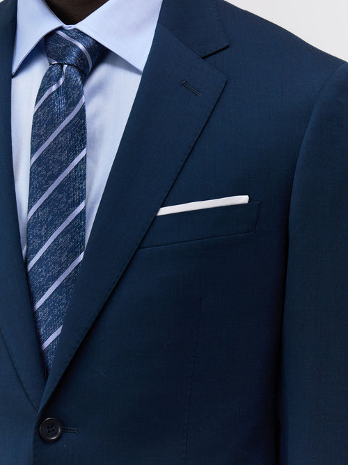 Costume 2 pièces regular en laine stretch bleu prusse - Father & Sons   - 5 