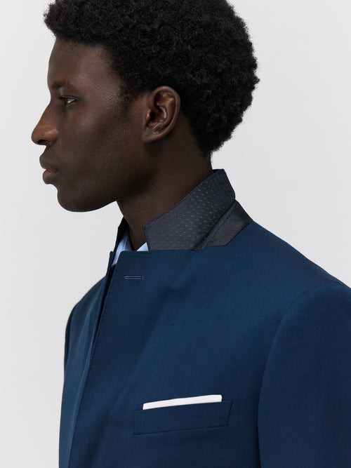 Costume 2 pièces regular en laine stretch bleu prusse - Father & Sons   - 3 
