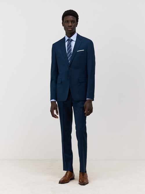 Costume 2 pièces regular en laine stretch bleu prusse - Father & Sons   - 7 
