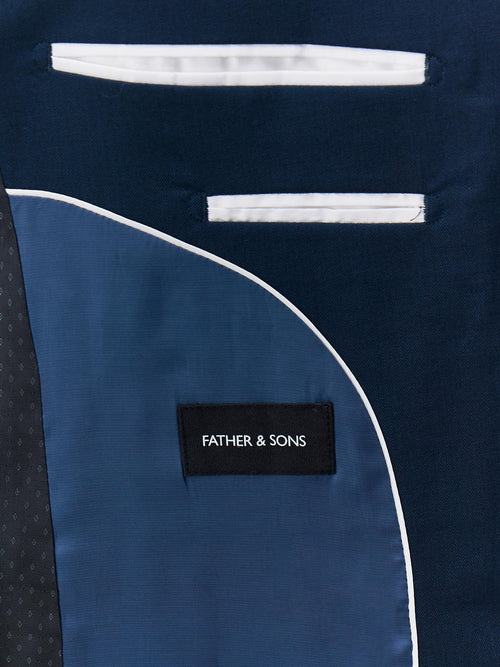 Costume 2 pièces regular en laine stretch bleu prusse - Father & Sons   - 6 