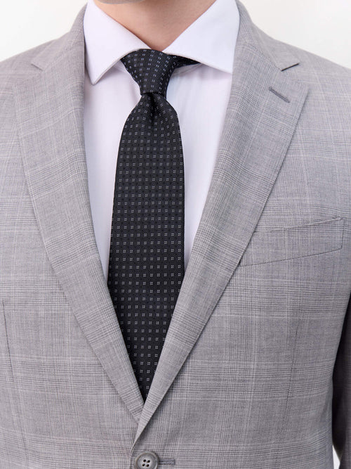 Costume 2 pièces slim en laine grise Prince de Galles - Father & Sons   - 4 