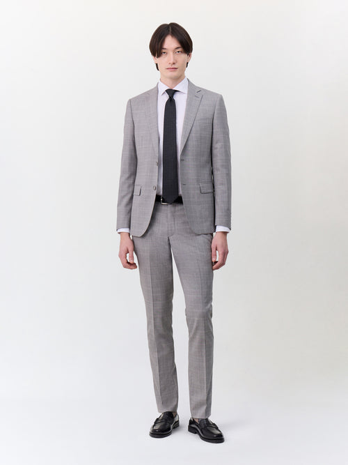 Costume 2 pièces slim en laine grise Prince de Galles - 1 - Father & Sons   - 12 