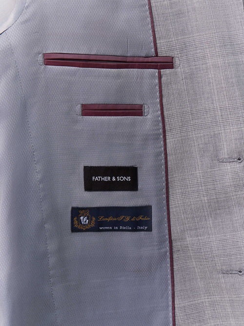 Costume 2 pièces slim en laine grise Prince de Galles - Father & Sons   - 6 