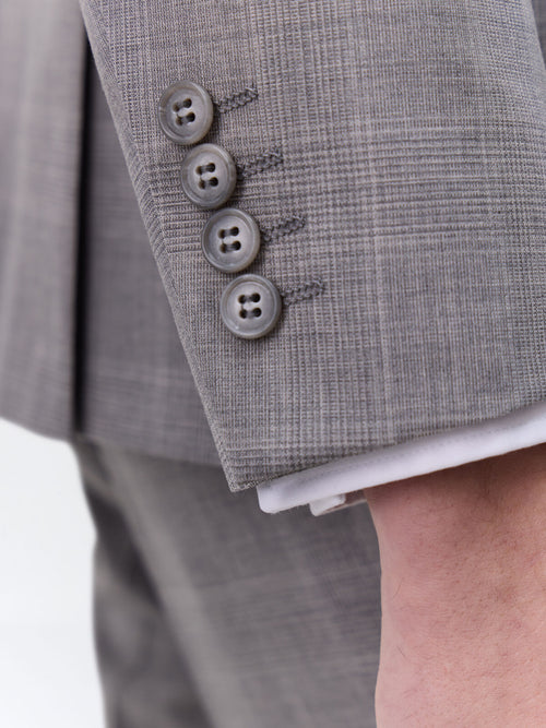 Costume 2 pièces slim en laine grise Prince de Galles - Father & Sons   - 5 