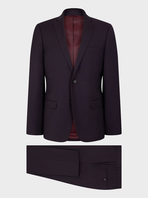 Costume 2 pièces Slim en laine aubergine - Father & Sons   - 8 