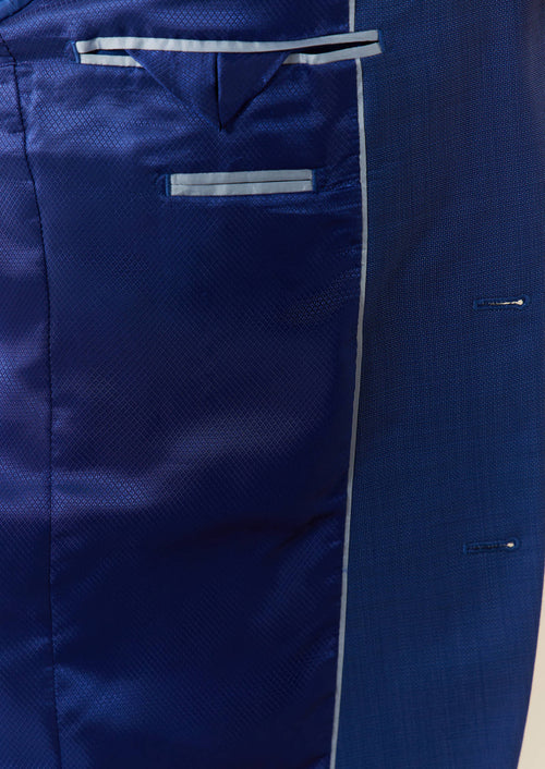 Costume 2 pièces Slim en laine unie bleu azur - 2 - Father & Sons   - 12 