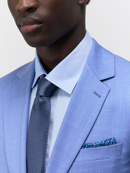 Costume 2 pièces Slim en laine bleu azur - Father & Sons   - 6 