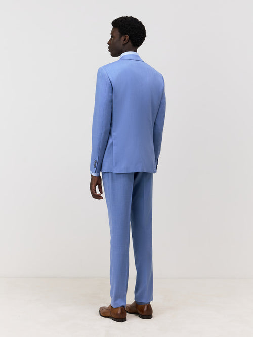 Costume 2 pièces Slim en laine bleu azur - 2 - Father & Sons   - 10 