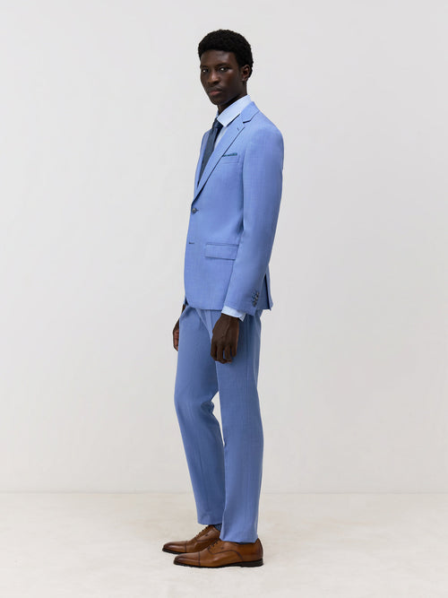 Costume 2 pièces Slim en laine bleu azur - Father & Sons   - 7 