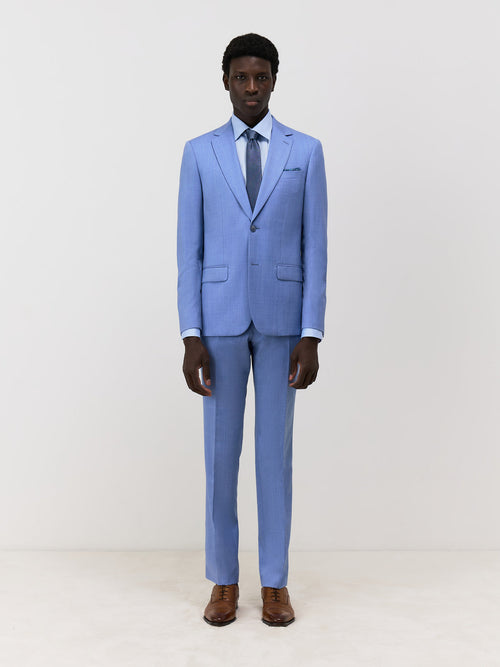 Costume 2 pièces Slim en laine bleu azur - 1 - Father & Sons   - 10 