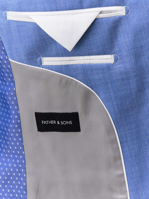 Costume 2 pièces Slim en laine bleu azur - Father & Sons   - 5 