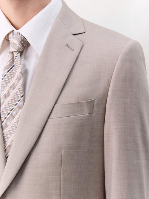 Costume 2 pièces slim en laine beige - Father & Sons   - 5 