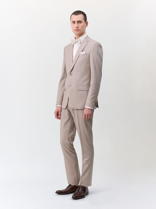 Costume 2 pièces slim en laine beige - Father & Sons   - 3 