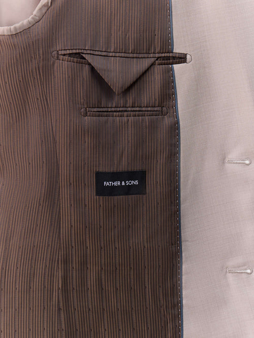 Costume 2 pièces slim en laine beige - Father & Sons   - 7 