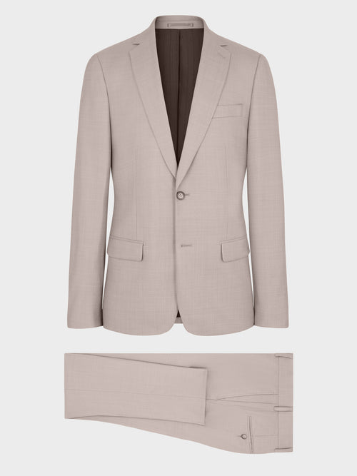 Costume 2 pièces slim en laine beige - Father & Sons   - 8 