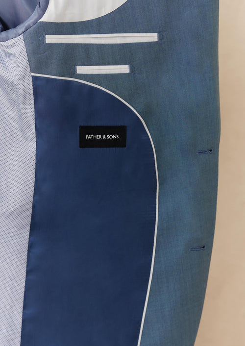 Costume 2 pièces Slim en laine unie bleu céruléen - Father & Sons   - 2 
