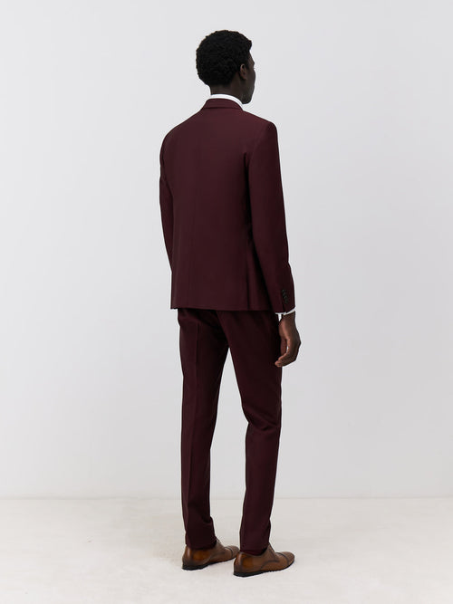Costume 2 pièces Slim en laine bordeaux - 2 - Father & Sons   - 14 