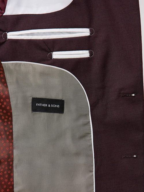 Costume 2 pièces Slim en laine mélangée bordeaux - Father & Sons   - 6 