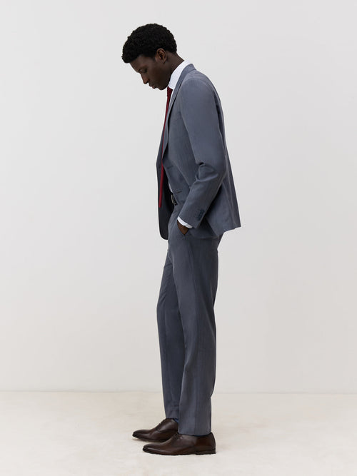 Costume 2 pièces Slim en laine bleu chambray - Father & Sons   - 7 