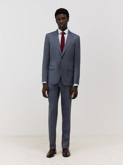 Costume 2 pièces Slim en laine bleu chambray - 1 - Father & Sons   - 11 