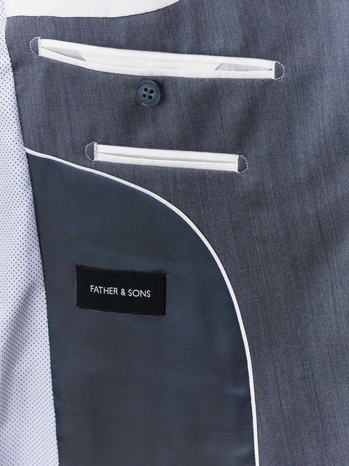 Costume 2 pièces Slim en laine bleu chambray - Father & Sons   - 5 