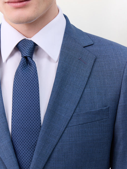 Costume 2 pièces slim en laine bleu chambray - Father & Sons   - 4 