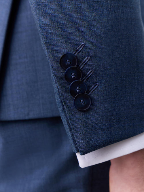 Costume 2 pièces slim en laine bleu chambray - Father & Sons   - 6 