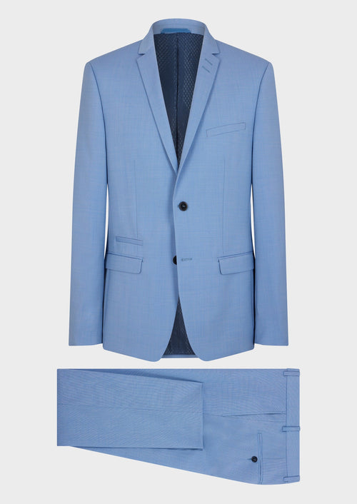 Costume 2 pièces Slim en laine unie bleu ciel - 1 - Father & Sons   - 17 
