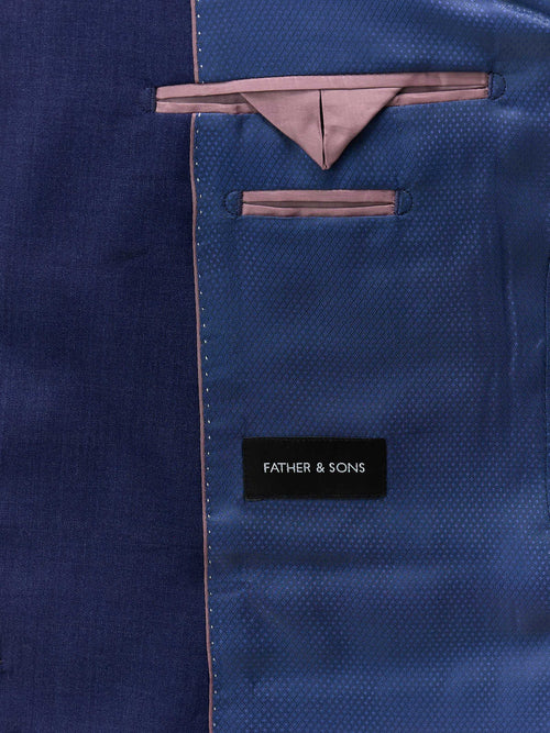 Costume 2 pièces slim en laine bleu cobalt - Father & Sons   - 6 