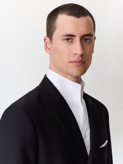 Costume 2 pièces croisé regular en laine noire - Father & Sons   - 3 