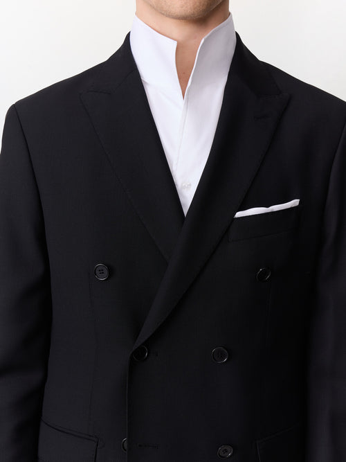 Costume 2 pièces croisé regular en laine noire - Father & Sons   - 5 