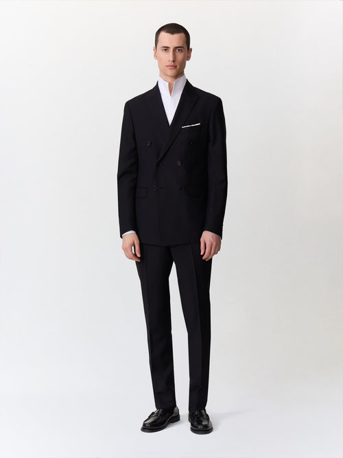 Costume 2 pièces croisé regular en laine noire - 1 - Father & Sons   - 4 