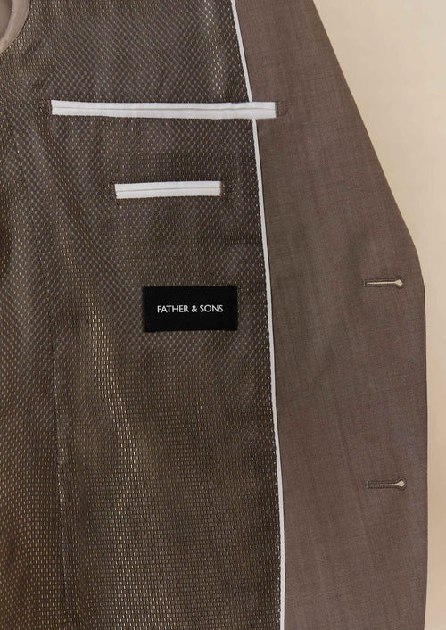 Costume 2 pièces Slim en laine unie taupe - Father & Sons   - 2 