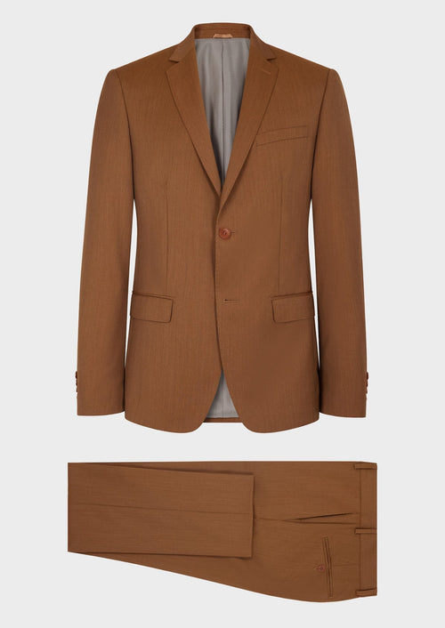 Costume 2 pièces Slim en laine unie terracotta - 1 - Father & Sons   - 2 