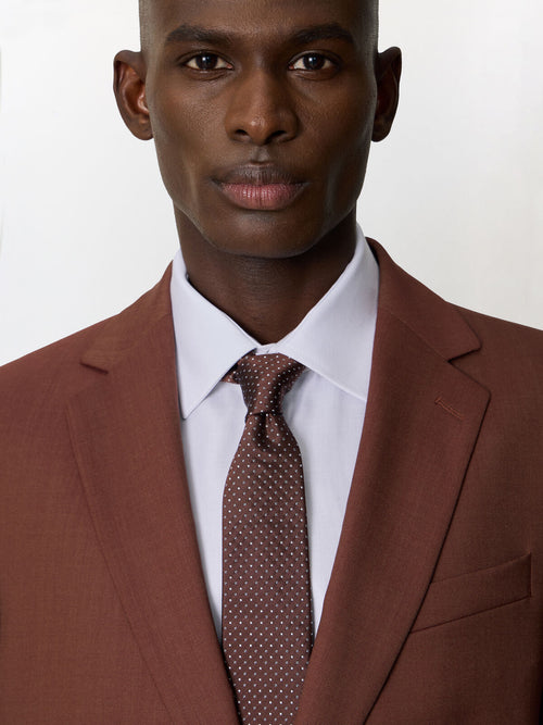 Costume 2 pièces slim en laine terracotta - Father & Sons   - 4 