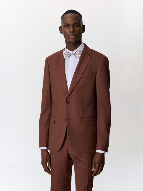 Costume 2 pièces slim en laine terracotta - Father & Sons   - 3 