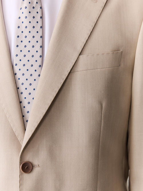 Costume 2 pièces slim en laine beige - Father & Sons   - 5 