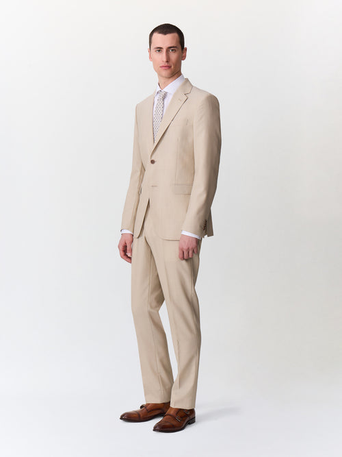 Costume 2 pièces slim en laine beige - 1 - Father & Sons   - 1 