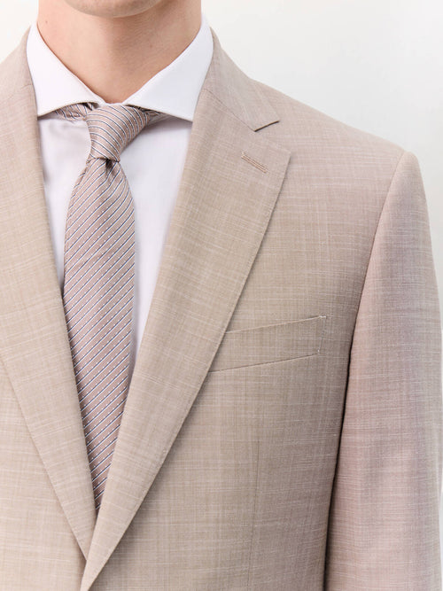 Costume 2 pièces slim en laine mélangée beige - Father & Sons   - 5 