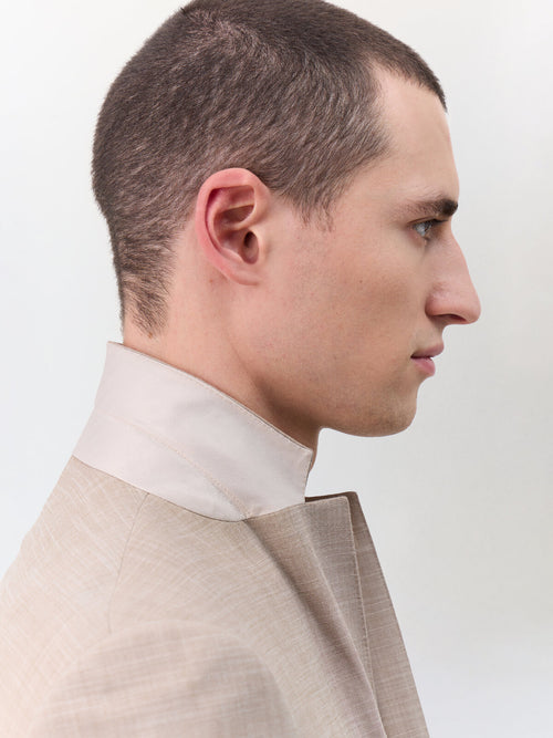 Costume 2 pièces slim en laine mélangée beige - Father & Sons   - 4 