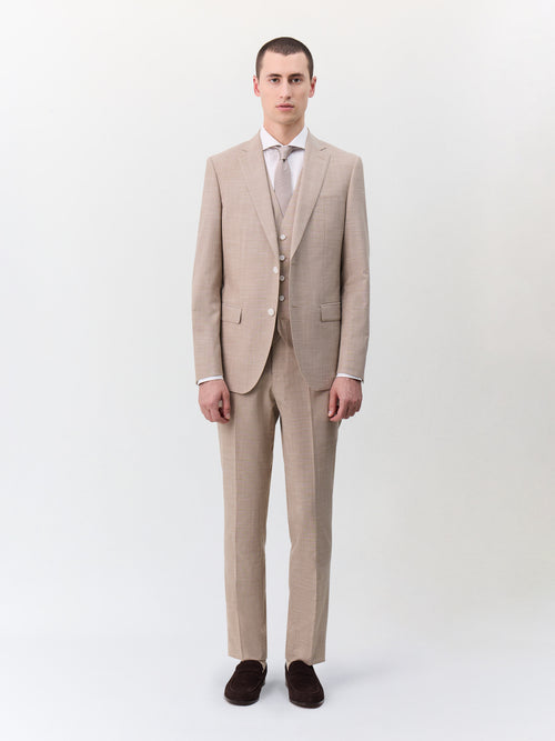 Costume 2 pièces slim en laine mélangée beige - 1 - Father & Sons   - 11 