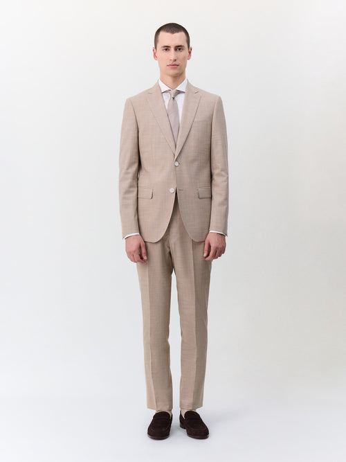 Costume 2 pièces slim en laine mélangée beige - Father & Sons   - 3 