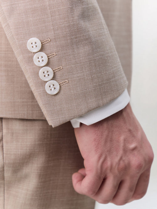 Costume 2 pièces slim en laine mélangée beige - Father & Sons   - 6 