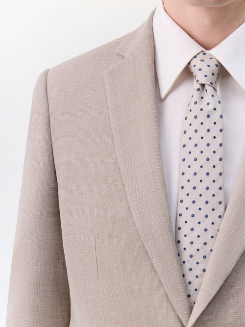 Costume 2 pièces slim en laine beige - Father & Sons   - 4 