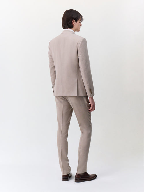 Costume 2 pièces slim en laine beige - 2 - Father & Sons   - 6 