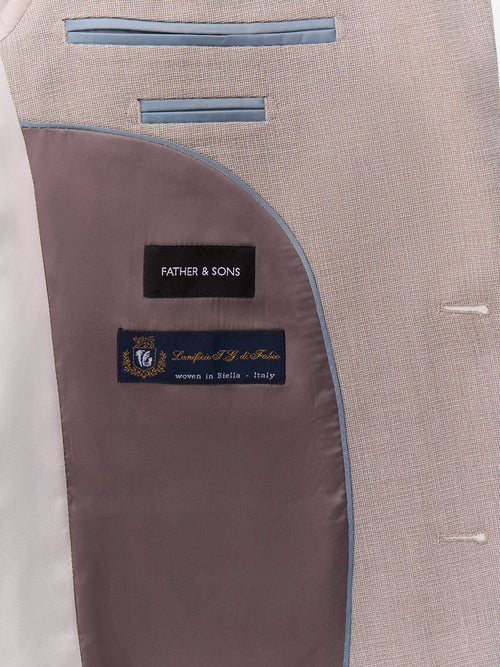 Costume 2 pièces slim en laine beige - Father & Sons   - 7 