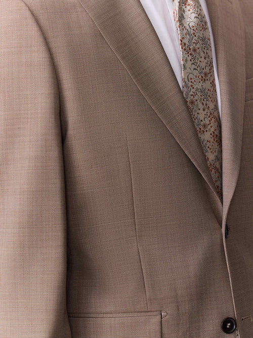 Costume 2 pièces slim en laine beige foncé - Father & Sons   - 5 