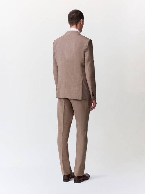 Costume 2 pièces slim en laine beige foncé - 2 - Father & Sons   - 3 