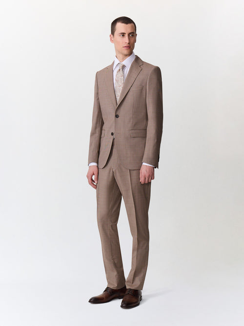 Costume 2 pièces slim en laine beige foncé - 1 - Father & Sons   - 3 