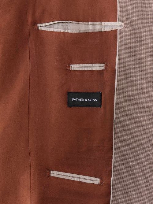 Costume 2 pièces slim en laine beige foncé - Father & Sons   - 7 